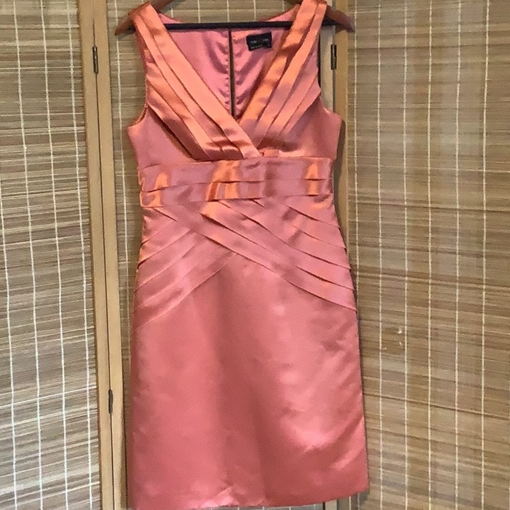 Max & Cleo Coral Satin Midi Dress - Picture 6 of 11